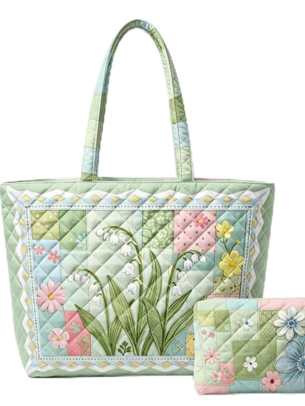 Quilted Tote Bag 2 Pack, Women's Tote Handbags for Work Travel